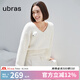 ubras貼貼系列咩絨絨V領(lǐng)家居服加絨睡衣冬季女套裝舒適溫暖 米白色 M