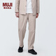 無(wú)印良品（MUJI）男式 不易褶皺 抽褶寬版褲 男士褲子男款 長(zhǎng)褲 早秋 AE0WTA4S 淺米色 XL(180/92A)