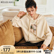 Olrain法式連帽衛(wèi)衣女春裝女裝寬松慵懶氣質(zhì)減齡印花休閑上衣帽衫 杏色常規(guī)款 L