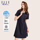 ELLE ACTIVE運(yùn)動(dòng)連衣裙收腰顯瘦裙子夏裝休閑舒適氣質(zhì)百褶通勤A字裙女裝 經(jīng)典POLO-藏青色 L