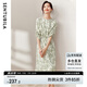 尚都比拉新中式國(guó)風(fēng)連衣裙夏裝青花瓷印花氣質(zhì)收腰顯瘦裙子 白底綠花 XL