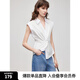 ELLE摩登扭結(jié)收腰翻領(lǐng)無(wú)袖T恤女2025夏新款顯瘦別致小眾優(yōu)雅短袖 白色 L