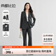 尚都比拉職業(yè)通勤西裝套裝女春秋正裝西服外套褲子面試兩件套 深灰色 L