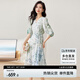 尚都比拉[100%桑蠶絲]夏季短袖真絲連衣裙女V領(lǐng)高級(jí)感氣質(zhì)印花裙 花色 XL