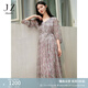 玖姿·安娜蔻優(yōu)雅復(fù)古肌理感靈動(dòng)垂墜輕禮服連衣裙女秋款 花紫紅 M