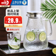 青蘋果【采銷推薦】加厚冷水壺玻璃涼水壺家用耐高溫泡茶壺涼水杯套裝 【升級(jí)鋼蓋】錘紋壺1.8L