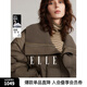 ELLE90鵝絨深棕色大翻領鵝絨服女2024冬裝新款小個子短款羽絨外套 深棕 M