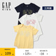 GAP【三件裝】嬰童2025春季新款棉質(zhì)小熊短袖連體衣爬服687137