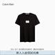 Calvin Klein Jeans夏季男士休閑簡(jiǎn)約ck撞色鏤空字母舒適圓領(lǐng)短袖T恤J323926 BEH-太空黑 XL