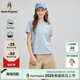 Hush Puppies【百搭經(jīng)典】暇步士女裝2025夏季簡約基礎(chǔ)款棉感短袖圓領(lǐng)衫 海藍(lán)色 XL