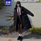 羅蒙（ROMON）學(xué)院風(fēng)黑色中長(cháng)款羽絨棉服女2025年新款棉衣棉襖韓版過(guò)膝冬季外套 黑色 M -105-120斤