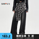 三福牛仔長(zhǎng)褲2025秋季可拆格子裝飾寬松闊腿褲女裝504875 黑色 S