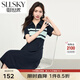 熙世界sllsky美式學(xué)院風(fēng)休閑撞色條紋POLO領(lǐng)連衣裙女短袖2025夏日新款 寶藍色 2XL