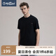 金利來(lái)【純棉】春夏新款短袖T恤男簡(jiǎn)約肌理華夫格口袋品牌刺繡寬松上衣 99-黑色 S 165/84A 推薦110-120斤