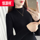 恒源祥2025秋冬新款半高領(lǐng)毛衣打底衫女修身緊身內搭上衣薄款長(cháng)袖針織衫 黑色 M