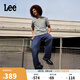 Lee寬松直筒五袋款深藍(lán)色男闊腿牛仔褲潮