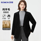 羅蒙100%純羊毛雙面呢西服女士秋冬季單西毛呢大衣短款上衣西裝外套