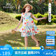 英氏（YEEHOO）女童連衣裙兒童裙子中大童裝背心裙純棉田園碎花公主夏 彩色  140
