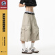 楠笙記卡其色工裝七八分褲男女士夏季款美式寬松直筒闊腿過(guò)膝休閑短褲子 卡其色 XL