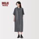 無印良品（MUJI）女式 萊賽爾混 五分袖連衣裙 女裝裙子長裙25年秋季 BC2NPC5A 中灰色 M (160/84A)