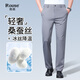 洛茲休閑褲男夏季桑蠶絲輕商務(wù)時(shí)尚直筒新款通勤西褲男 灰色 32
