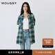 moussy 夏季新品美式復(fù)古風(fēng)格紋襯衫女010ISB30-8771 110藍(lán)色 均碼
