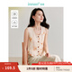 茵曼（INMAN）【商場(chǎng)同款】亞麻印花馬甲2025夏季女裝新款V領(lǐng)合體短款馬夾 杏色-屏風(fēng)花 M