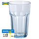 宜家（IKEA）POKAL博克爾加厚鋼化玻璃杯家用透明大容量耐熱果汁杯 淺藍(lán)色杯子350毫升
