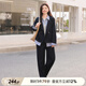 MsShe【仿牛仔拼接條紋假兩件套裝】大碼女裝2025新款秋裝胖mm外套女 外套-藏青藍(lán)色現(xiàn)貨 2XL