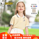 史努比（SNOOPY）童裝兒童T恤男女童運(yùn)動POLO衫中大童休閑上衣 粉蝴蝶結(jié)-米黃  150