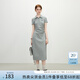 范思藍(lán)恩天才少女學(xué)院風(fēng)polo連衣裙女2025夏新款長(zhǎng)款收腰裙子2179 花灰色 XL