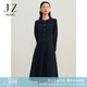 玖姿·安娜蔻法式小香風圓領修身挺括質(zhì)感連衣裙女冬款 丈青 M