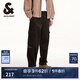 杰克·瓊斯（JACK&JONES）春夏時尚潮簡約舒適燈芯絨直筒褲廓形寬腿褲休閑褲男裝224414005 E11巧克力蛋糕 L （180)