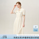 范思藍(lán)恩法式復(fù)古設(shè)計(jì)感連衣裙女夏季氣質(zhì)通勤襯衫裙子23FS12184 米杏色 L