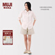 無印良品（MUJI）女式 漢麻 棉 輕便短褲 褲子女款休閑褲 25年夏季 女裝BE1W0C5S 象牙色條紋 M （160/66A）