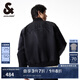杰克·瓊斯（JACK&JONES）男裝春秋款潮流棒球領寬松休閑刺繡上衣夾克外套飛行員夾克男士 黑色E41 M (175)