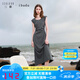 IBUDU2025夏季新款無(wú)袖高腰收腰連衣裙休閑T恤裙長(zhǎng)裙女 深邃灰 S 155/80A
