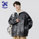 Wassup Sohot夾克外套男秋季美式機車皮服港風(fēng)潮流休閑衣 黑色 XL