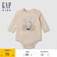 GAP嬰兒秋冬款棉質(zhì)小熊印花連體衣可愛兒童裝開襠褲645073