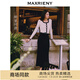 MAXRIENY精致復古氛圍感絲絨半裙法式復古半身裙 黑色 S 01