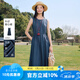 片斷連衣裙女2025夏季新款圓領(lǐng)復(fù)古系帶牛仔裙甜美減齡百搭背心裙 牛仔藍(lán) S
