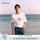 Calvin KleinJeans25春夏男女情侶休閑ck字母純棉落肩袖寬松短袖T恤4RAB823