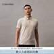 Calvin Klein運動夏季男士字母提花ck半拉鏈跑步寬松短袖T恤POLO衫4MS4K176 020-淺卡其 XL