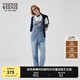 Teenie Weenie【天絲混紡】小熊女春季元氣時尚牛仔連體長褲背帶褲 中藍色 S (160)