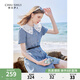 秋水伊人甜美花邊領(lǐng)牛仔連衣裙2024夏季新款女時(shí)尚百搭小個(gè)子裙子 深藍(lán) S