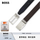 BOSS男士2025夏季新款針扣加牌扣雙面皮革腰帶 002-黑色 EU:ONESI