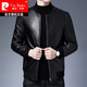 皮爾卡丹（pierre cardin）新款綿羊皮真皮皮衣男士秋冬中長(cháng)版連帽頭層綿羊皮夾克上衣服 6086黑色【綿羊皮】 2XL 180