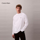Calvin KleinJeans春秋男士休閑通勤ck刺繡純棉寬松純色打底衫長(cháng)袖T恤上衣 YAF-月光白 M