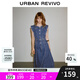 UR2025夏季新款女裝復(fù)古牛仔荷葉邊牛仔連衣裙UWG850114 藍(lán)色1 M
