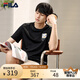 FILA 斐樂(lè)官方男裝短袖T恤夏季時(shí)尚休閑簡(jiǎn)約圓領(lǐng)針織短袖衫男 正黑色-BK L (175) 96A